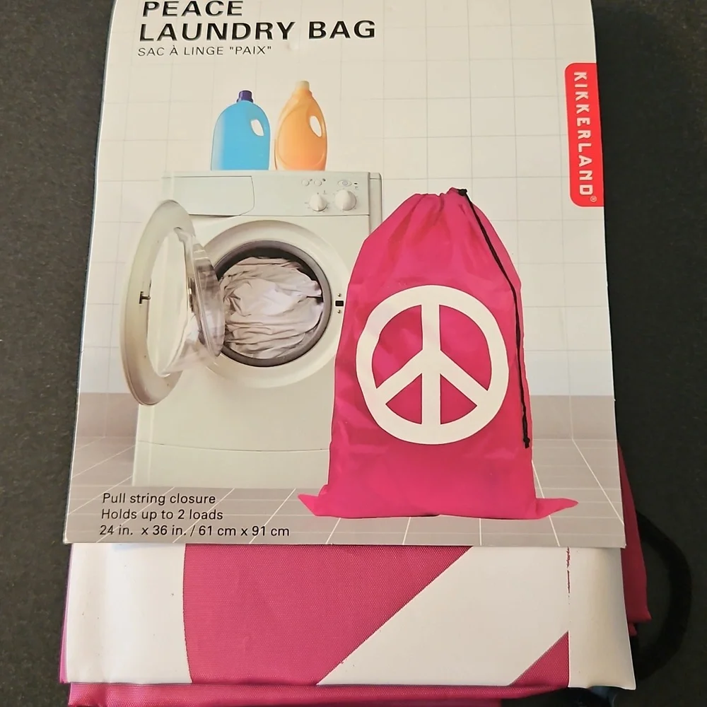 Kikkerland Pink Peace Laundry Bag